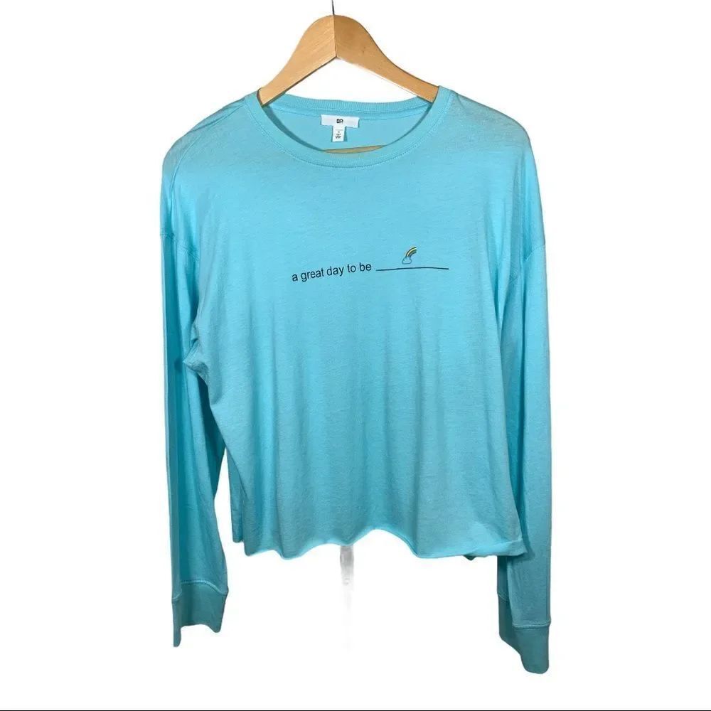 BP. NORDSTROM Women’s A Great Day Graphic Long Sleeve Tee Shirt Blue Size Small